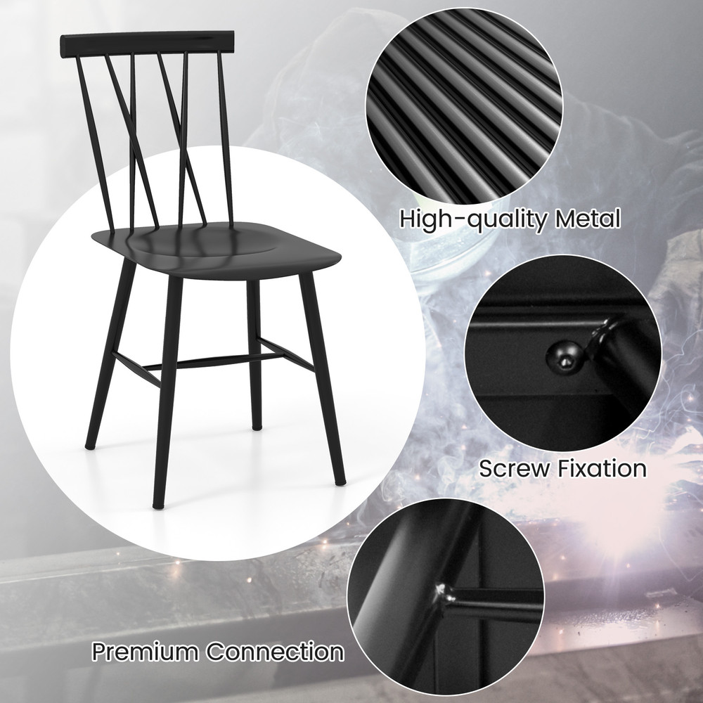 Set of 2 Modern Dining Chairs with Backrest, Sturdy Metal Stackable Chairs