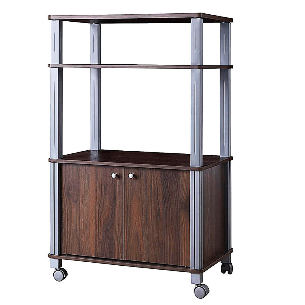 SpaceSaving Bakers Rack On Wheels 2Tier Shelf Cabinet For Kitchen Storage 4