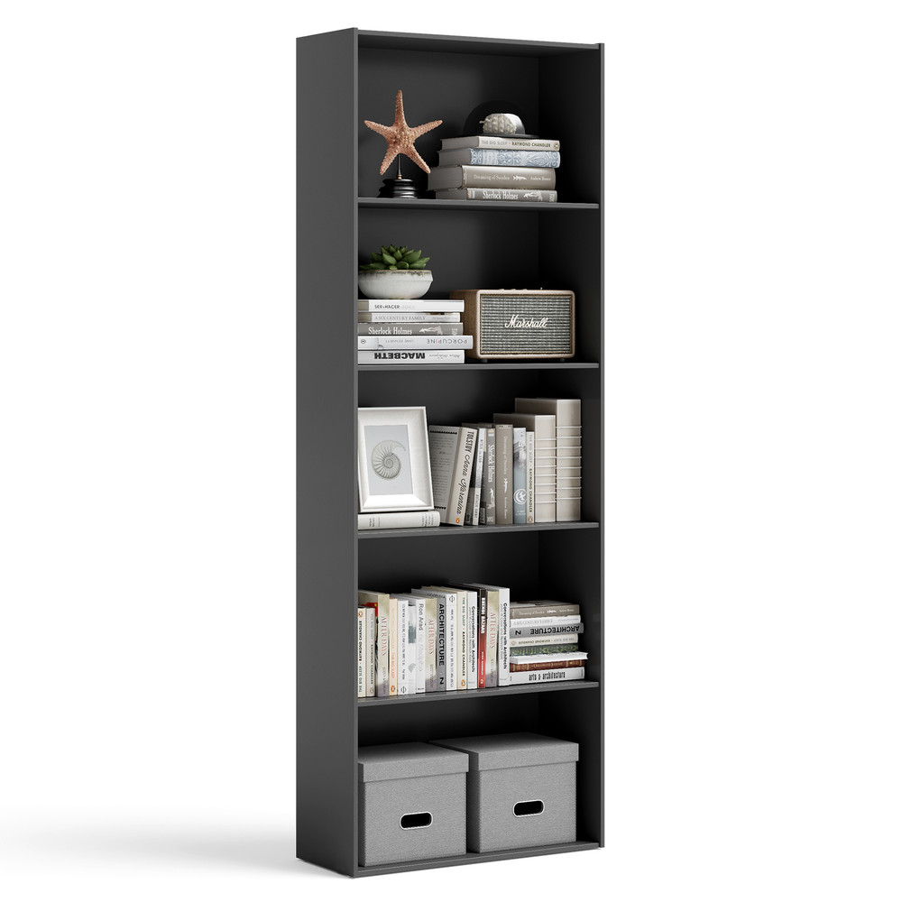 MultiPurpose 5Shelf Wood Bookcase Stylish  Functional Home Office Storage Solution 4