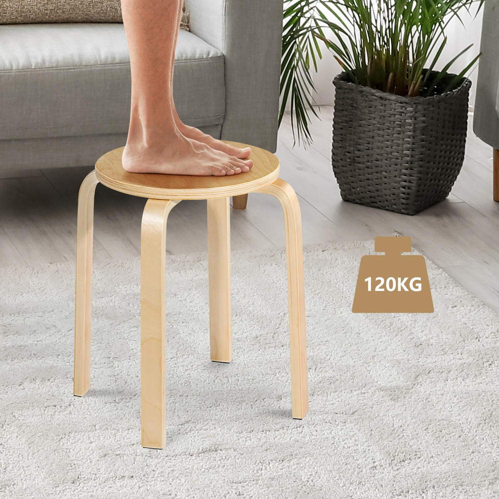 Set Of 4 Stackable Bentwood Dining Chairs 18 Inch Round Top For Compact Spaces 1