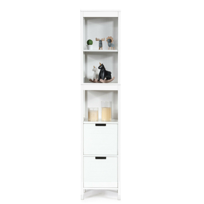 5Tier Bathroom Storage Cabinet With 2 Drawers Multifunctional Floor Organizer 7