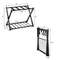 Folding Metal Luggage Rack Set Durable Suitcase Stand With Storage Shelf Portable Guest Room Organi 6