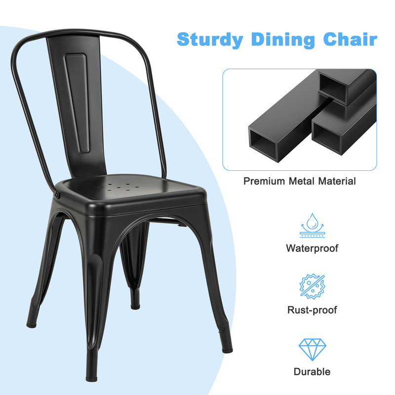 Stackable Metal Dining Chairs Modern Industrial Bar Stools With Removable Backs Foot Pads For Kitc 3
