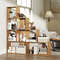Modern LShaped Bookshelf Stair Step Bookcase With Open Display Cubes For Home Office  Bedroom Stora 1