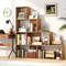 Modern LShaped Bookshelf Stair Step Bookcase With Open Display Cubes For Home Office  Bedroom Stora 2