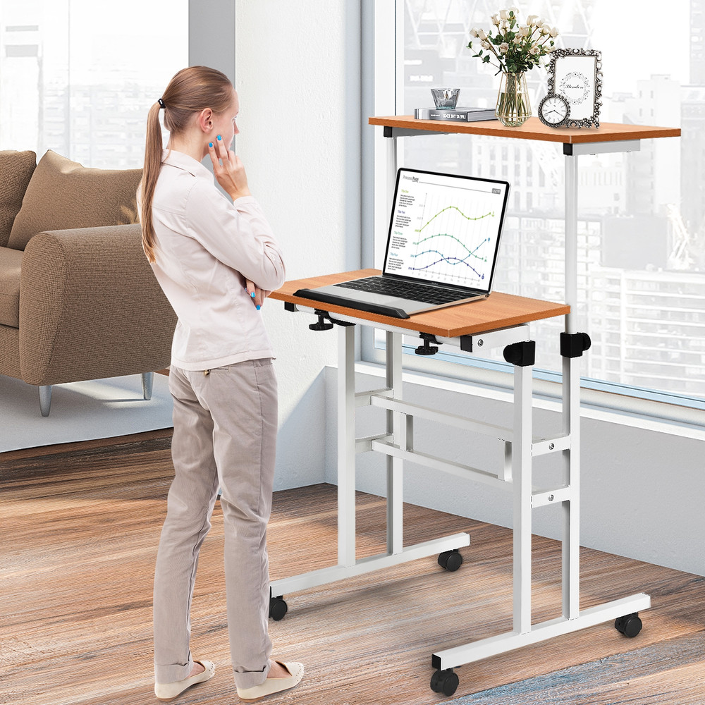 Adjustable SitStanding Computer Desk 2in1 HeightAdjustable Workstation For Home  Office 6
