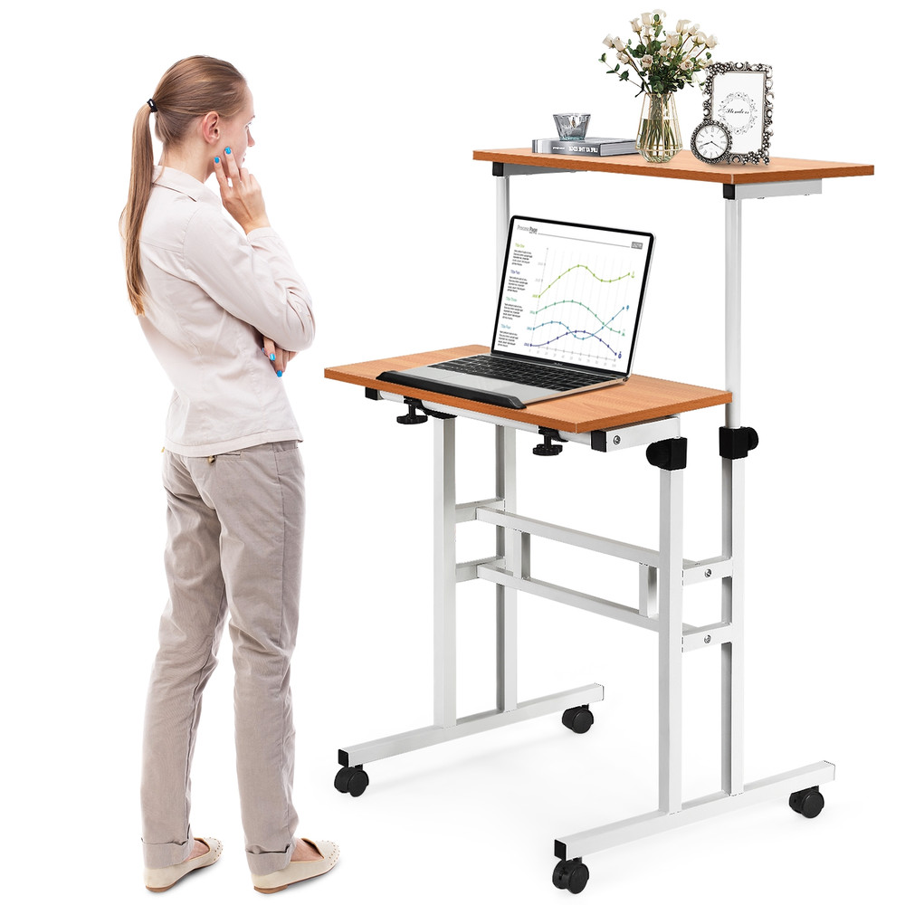 Adjustable SitStanding Computer Desk 2in1 HeightAdjustable Workstation For Home  Office 7