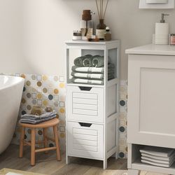 wooden bathroom storage cabinet, multifunction floor organizer with rack