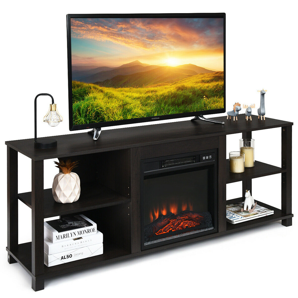 2Tier TV Stand With Storage Cabinet Adjustable Shelves Media Console Organizer 4