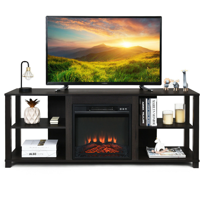 2Tier TV Stand With Storage Cabinet Adjustable Shelves Media Console Organizer 5