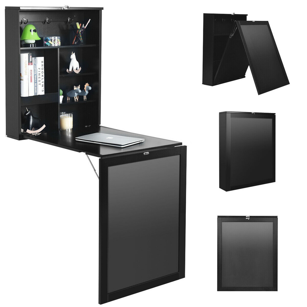 Convertible Wall-Mounted Table with Chalkboard, Space-Saving & Multi-Functional