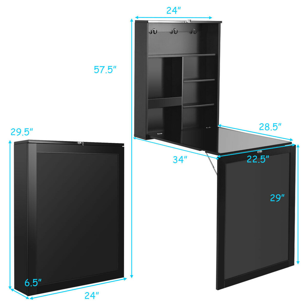 Convertible Wall-Mounted Table with Chalkboard, Space-Saving & Multi-Functional