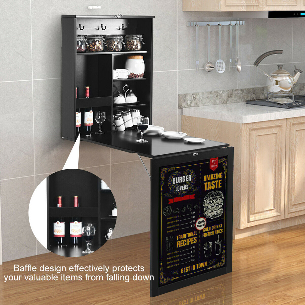 Convertible Wall-Mounted Table with Chalkboard, Space-Saving & Multi-Functional