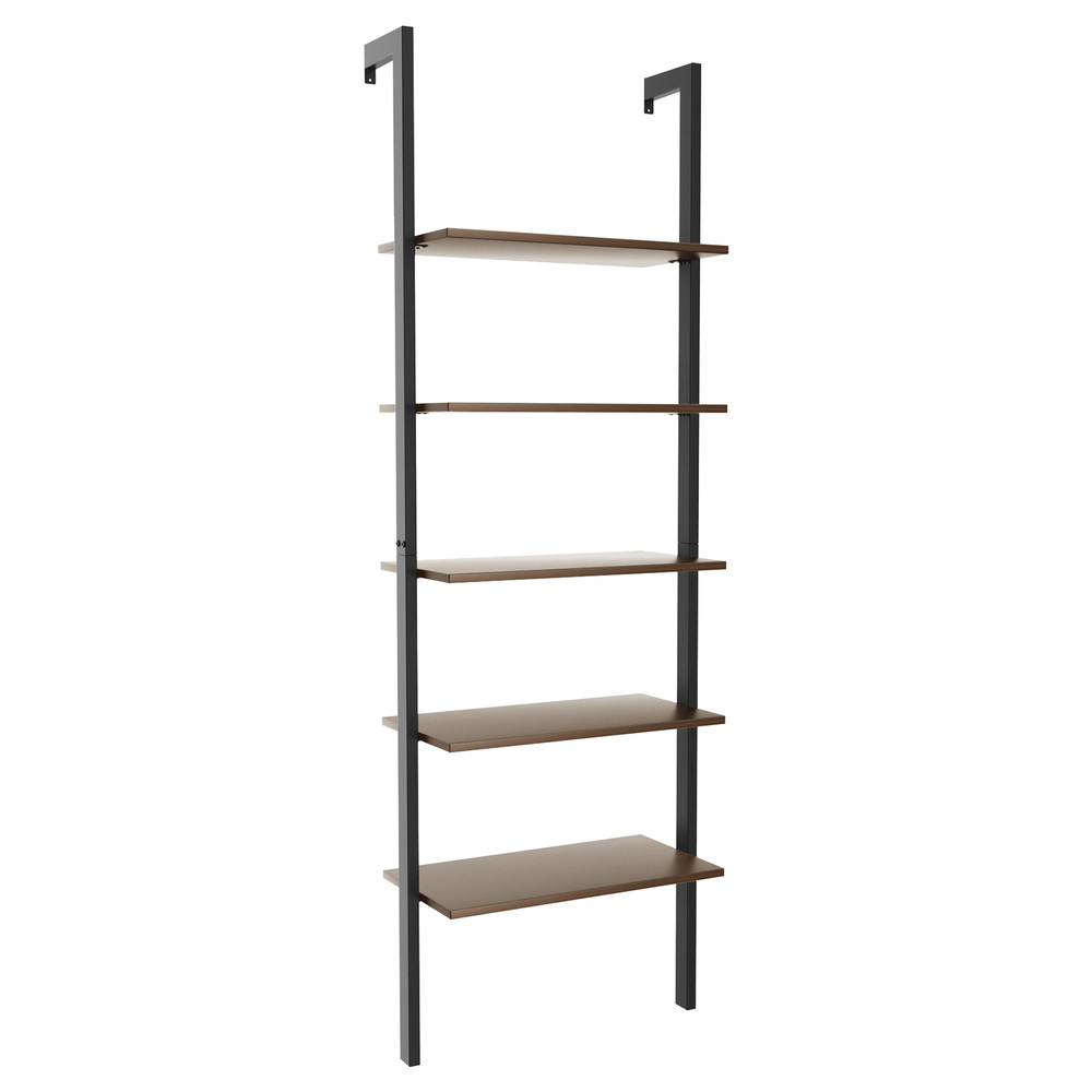 5-Tier Wood Look Ladder Shelf with Metal Frame, Stylish Home Storage Solution