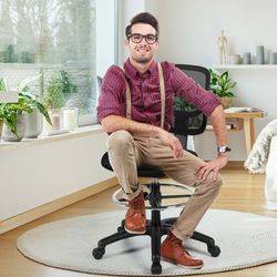 adjustable height mid back mesh drafting office chair, ergonomic swivel stool for work & study
