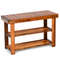 Freestanding Wood Bench With 3Tier Storage Shelves Rustic Entryway Organizer 3