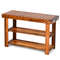 Freestanding Wood Bench With 3Tier Storage Shelves Rustic Entryway Organizer 4