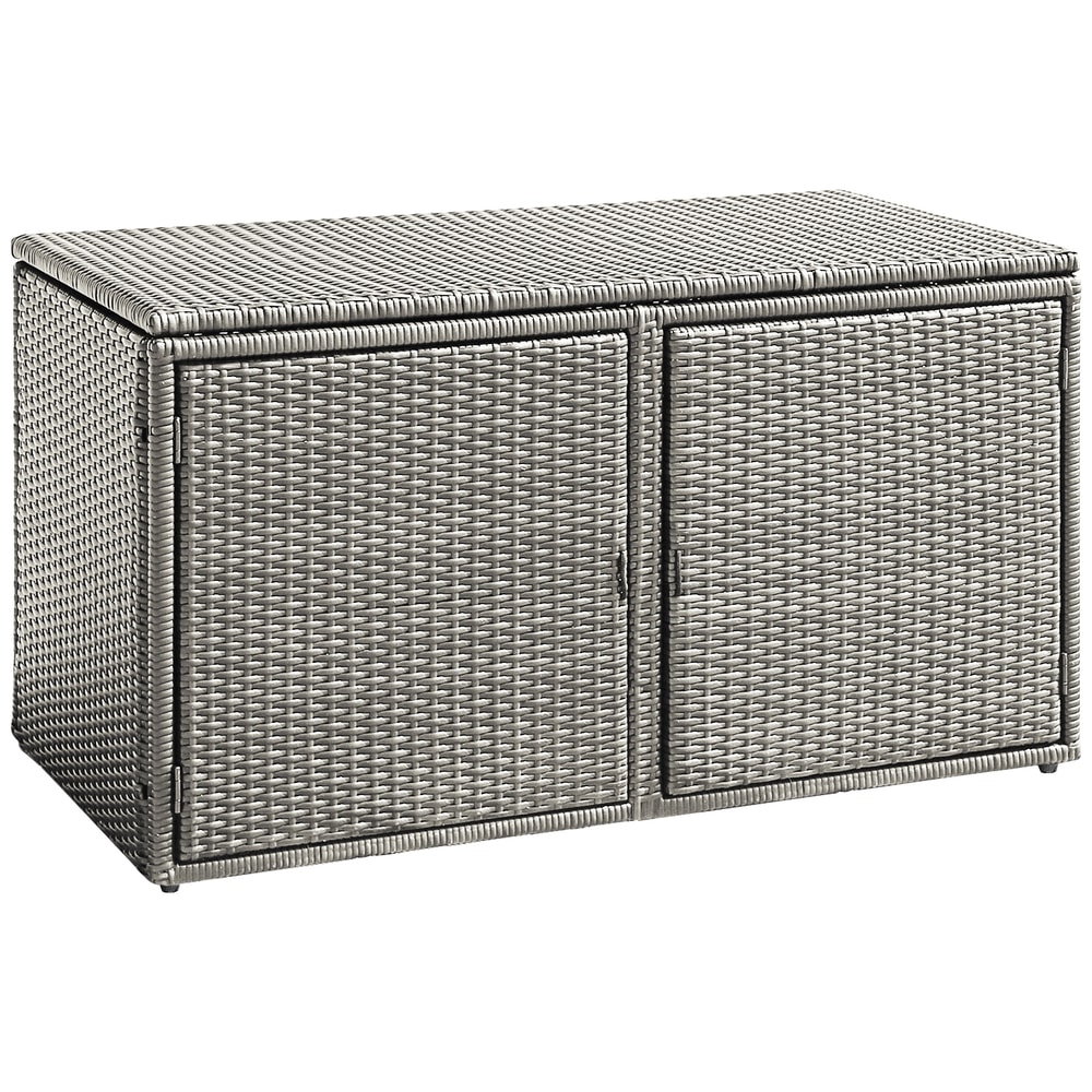 88 Gallon Garden Patio Rattan Storage Container Box – Heavy-Duty Outdoor Storage with Shelves