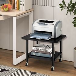 under desk printer stand with storage shelf & lockable wheels – heavy-duty mobile printer cart with 360° swivel casters