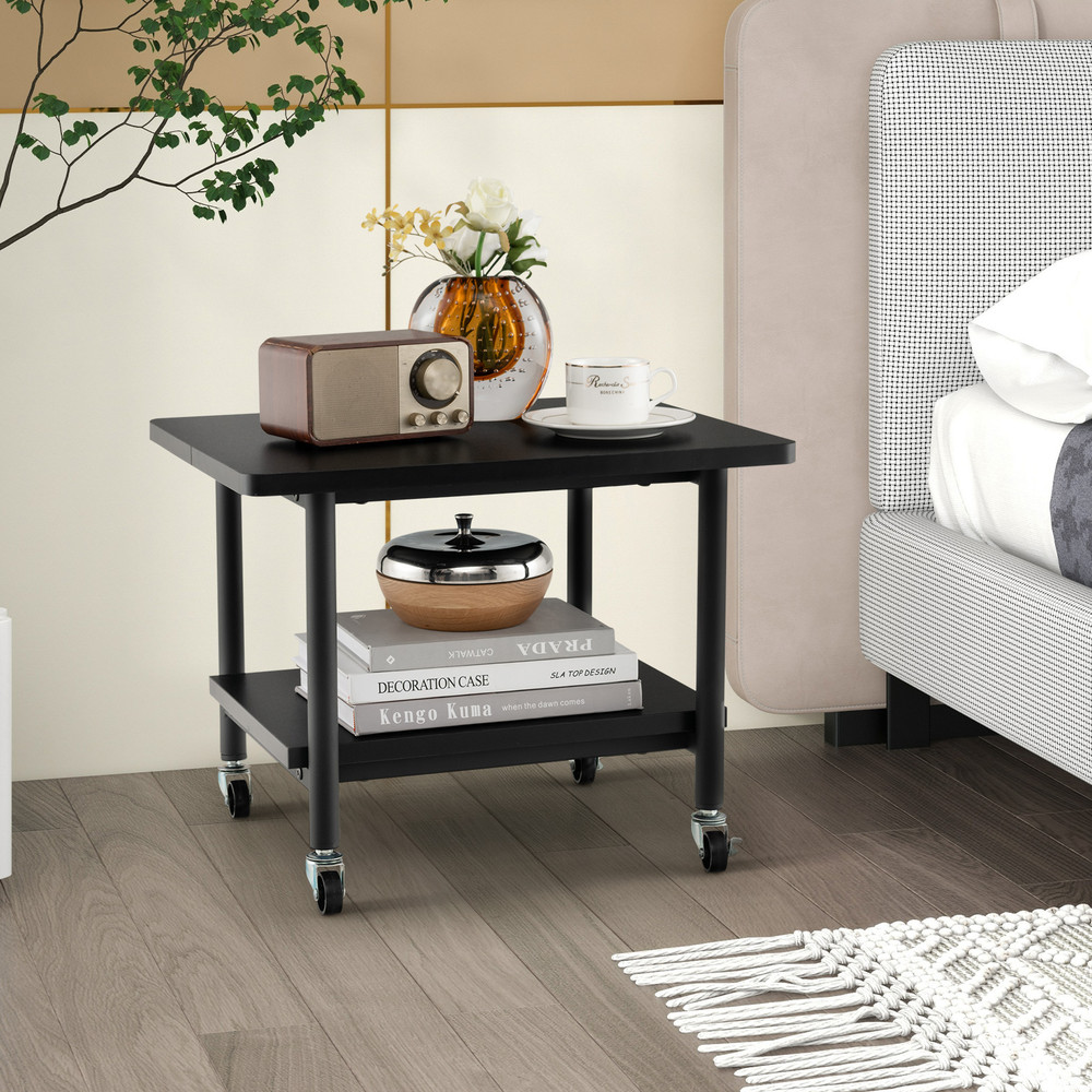 Under Desk Printer Stand with Storage Shelf & Lockable Wheels – Heavy-Duty Mobile Printer Cart with 360° Swivel Casters