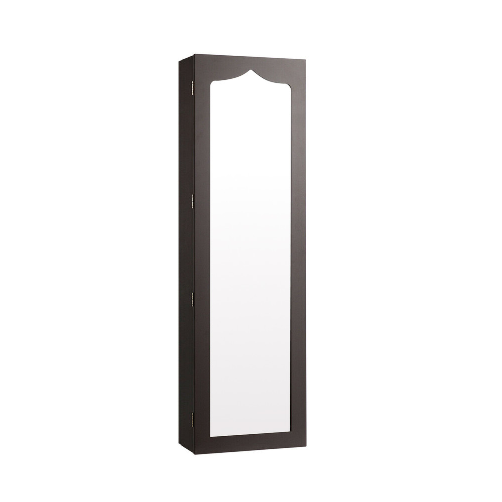 Door Hanging Mirror Jewelry Armoire with Full Length Mirror & 6 Drawers, Wall Mounted Lockable Organizer Cabinet
