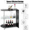 Modern 2-Holder Bar Table with Tempered Glass Shelf, Chrome & Black MDF Countertop, Wine Glass Rack, Home Pub Furniture
