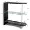Modern 2-Holder Bar Table with Tempered Glass Shelf, Chrome & Black MDF Countertop, Wine Glass Rack, Home Pub Furniture