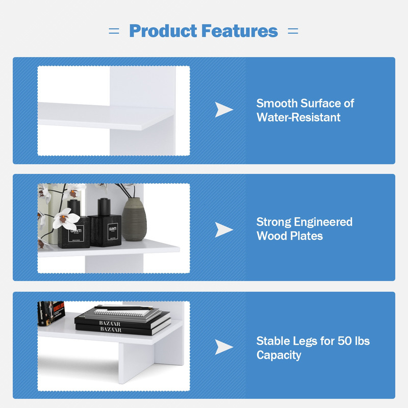 5-Tier Freestanding Decorative Storage Display Bookshelf for Home Office Living Room Bedroom Organizer Rack