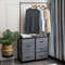 5 Fabric Drawers Dresser with Metal Frame and Wooden Top, Tall Storage Organizer with Hanging Rod for Bedroom, Closet