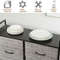 5 Fabric Drawers Dresser with Metal Frame and Wooden Top, Tall Storage Organizer with Hanging Rod for Bedroom, Closet