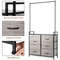 5 Fabric Drawers Dresser with Metal Frame and Wooden Top, Tall Storage Organizer with Hanging Rod for Bedroom, Closet