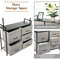 5 Fabric Drawers Dresser with Metal Frame and Wooden Top, Tall Storage Organizer with Hanging Rod for Bedroom, Closet