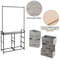 5 Fabric Drawers Dresser with Metal Frame and Wooden Top, Tall Storage Organizer with Hanging Rod for Bedroom, Closet