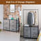 5 Fabric Drawers Dresser with Metal Frame and Wooden Top, Tall Storage Organizer with Hanging Rod for Bedroom, Closet