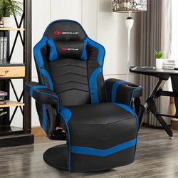 ergonomic high back massage gaming chair recliner with pillow, adjustable footrest & 8-mode vibration for home office