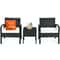 3 Pieces Outdoor Rattan Patio Conversation Set with Seat Cushions, Weather-Resistant Wicker Furniture for Porch