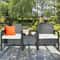 3 Pieces Outdoor Rattan Patio Conversation Set with Seat Cushions, Weather-Resistant Wicker Furniture for Porch