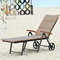 Foldable Wicker Outdoor Chaise Lounge Chair with Aluminum Frame, Adjustable Recliner with Wheels for Patio, Poolside