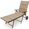 Foldable Wicker Outdoor Chaise Lounge Chair with Aluminum Frame, Adjustable Recliner with Wheels for Patio, Poolside