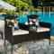 Patented Modern Patio Set with Built-in Coffee Table and Cushions, Outdoor Loveseat Furniture for Porch, Backyard