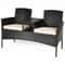 Patented Modern Patio Set with Built-in Coffee Table and Cushions, Outdoor Loveseat Furniture for Porch, Backyard