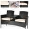 Patented Modern Patio Set with Built-in Coffee Table and Cushions, Outdoor Loveseat Furniture for Porch, Backyard