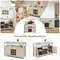 Server Buffet Sideboard with Wine Rack and Open Shelf, Wood Console Table with Drawer, Cabinets & Adjustable Storage
