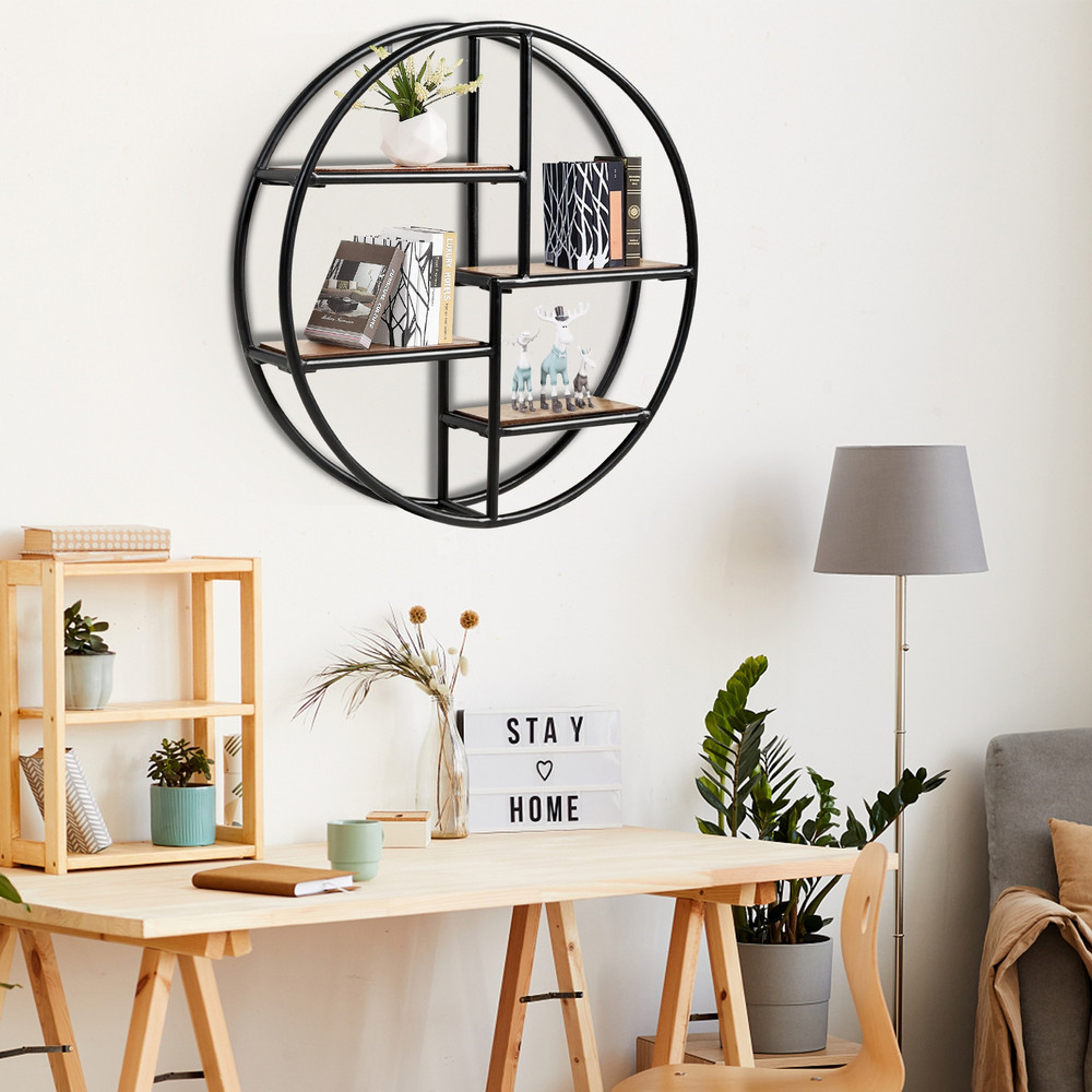 Circular Hanging Storage Shelf WallMounted 4Tier Rack For SpaceSaving Organization 0
