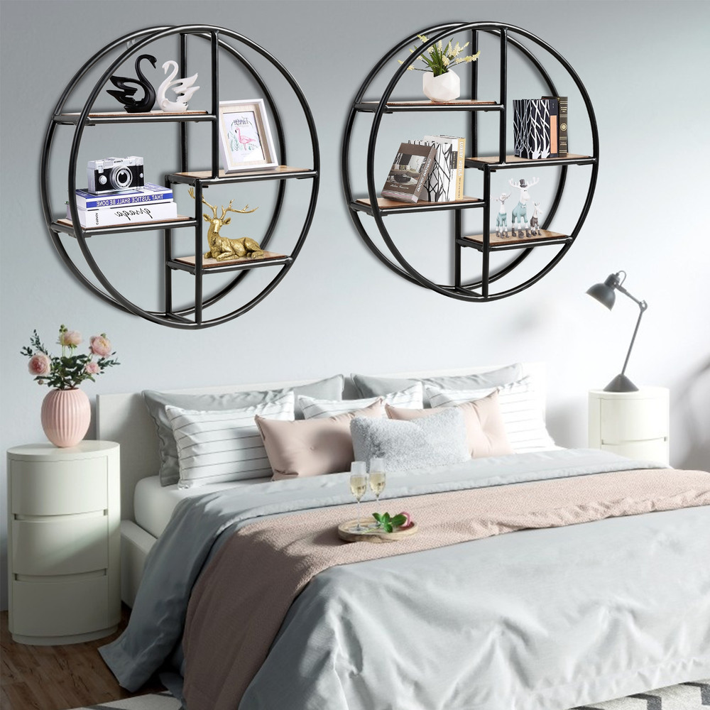 Circular Hanging Storage Shelf WallMounted 4Tier Rack For SpaceSaving Organization 7
