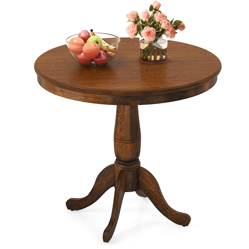 32 Inch Pedestal Side Table Solid Wood Round Pub Table For Home  Bar 5
