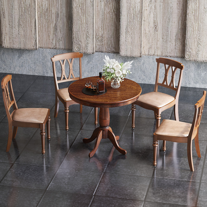 32 Inch Pedestal Side Table Solid Wood Round Pub Table For Home  Bar 7