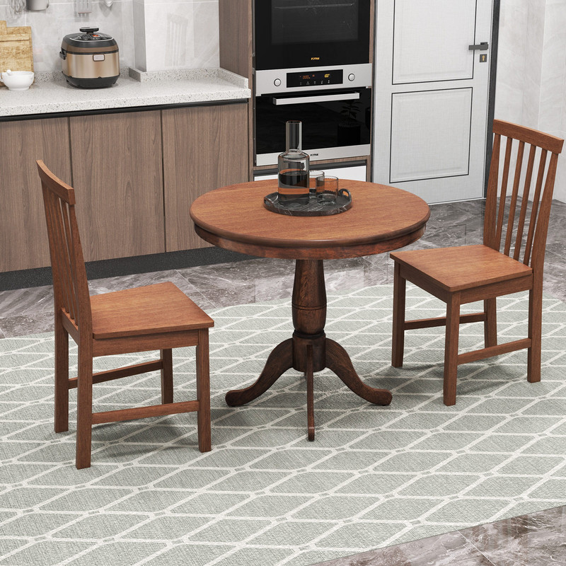 Rustic 3Piece Wooden Table Chair Set Perfect For Cafe Kitchen Or Living Room 1