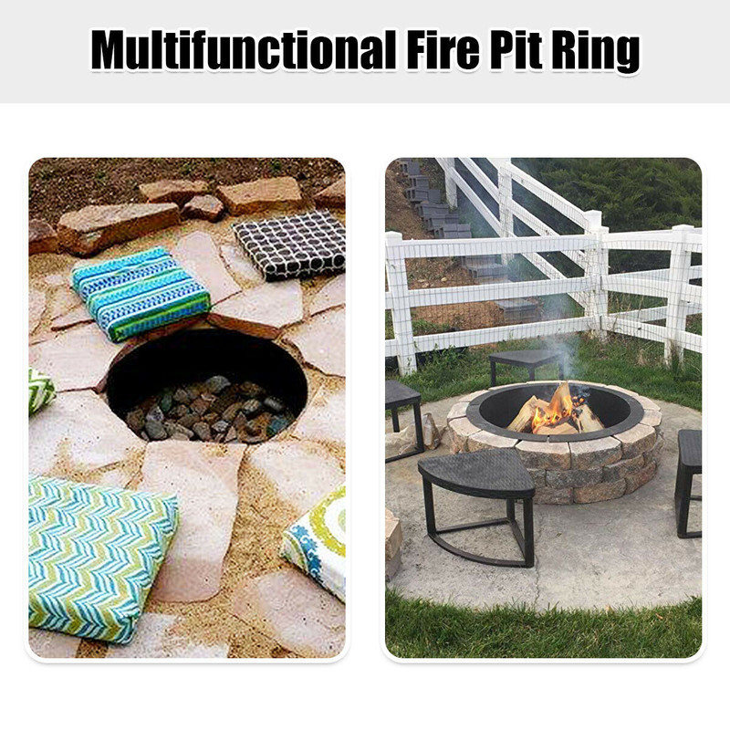 36Inch Round Steel Fire Pit Ring HeavyDuty Outdoor Backyard Fire Pit Accessory 1