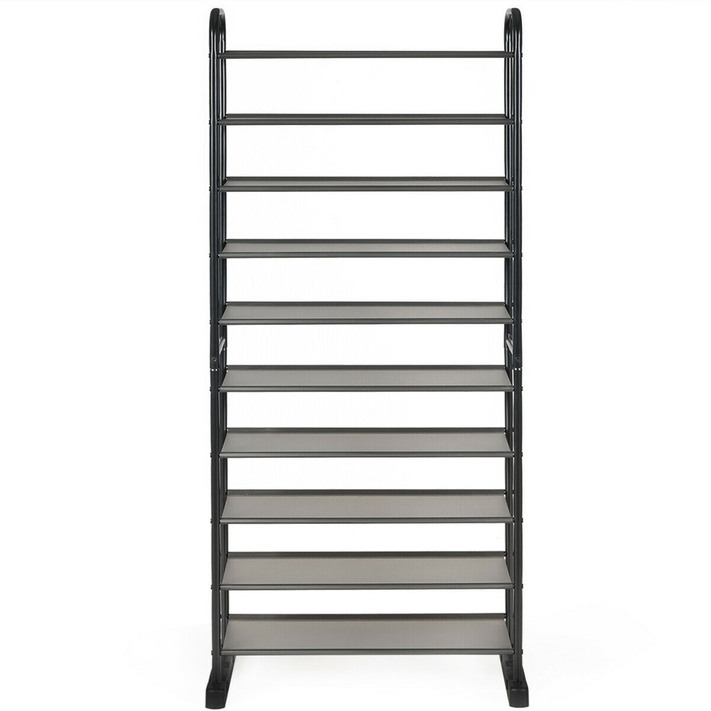 Metal Frame 10-Tier Shoe Rack, Free Standing Shoe Storage Shelf for Home & Office